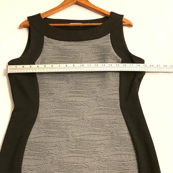 Calvin Klein Black Gray Textured Womens Sheath Dress Sleeveless Lined Size 14 - Picture 8 of 11